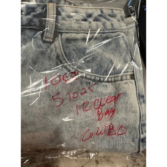 Stonewashed Denim Mini Skirt Frayed Hem XS Cotton Pockets Festival Grunge boho - Picture 8 of 8